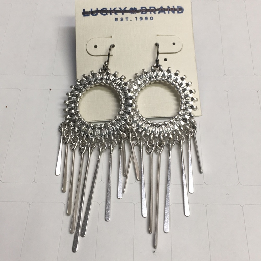 Lucky Brand circle dangle silver earrings new